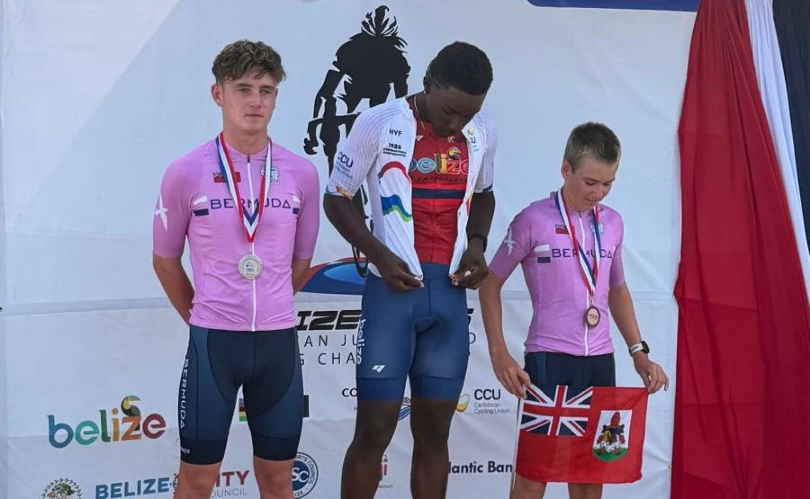 Dylan Eiselt and Jens Drea on the junior podium in Belize