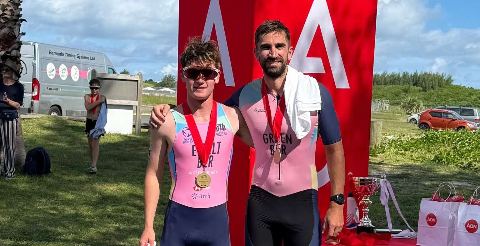 Dylan Eiselt and Will Green with their medals at Clearwater
